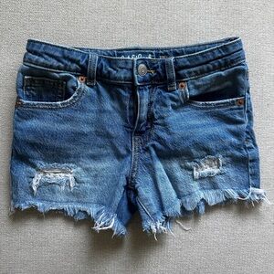 Distressed Blue Denim Cutoff Shorts